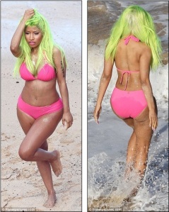 Check It Out A bikini-clad Nicki Minaj shows off VERY shapely behind set new video for Starships 13